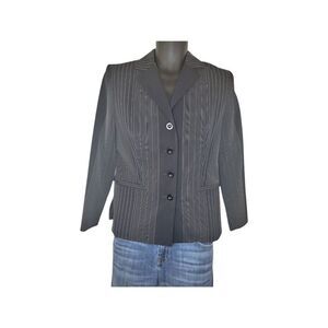 Bianca Nygard Pinstripe Blazer black Sz 6p Women‎ 4 Button Long Sleeve